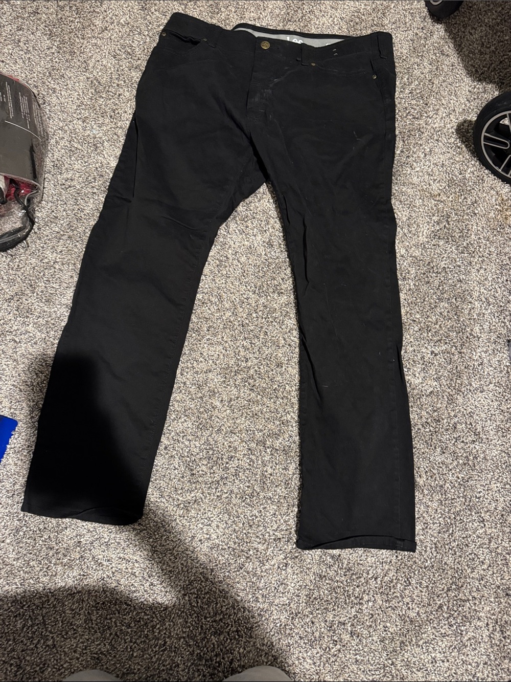 Mens Lee Black Slim Straight Pants